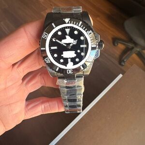 Black Stainless Steel Dive Watch with Rotating Bezel automatic mechanical